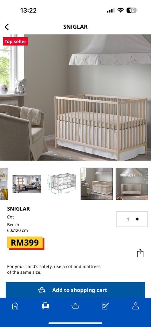 Tilam baby cot on sale ikea
