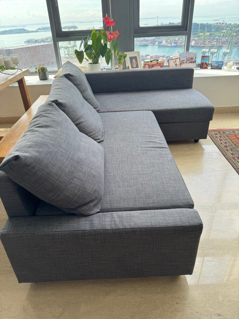 IKEA L Shape Sofa Bed Gray, Furniture & Home Living, Furniture, Sofas on Carousell