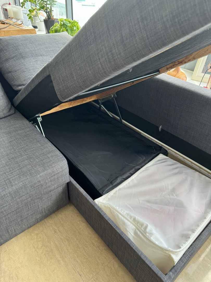 IKEA L Shape Sofa Bed Gray, Furniture & Home Living, Furniture, Sofas on Carousell