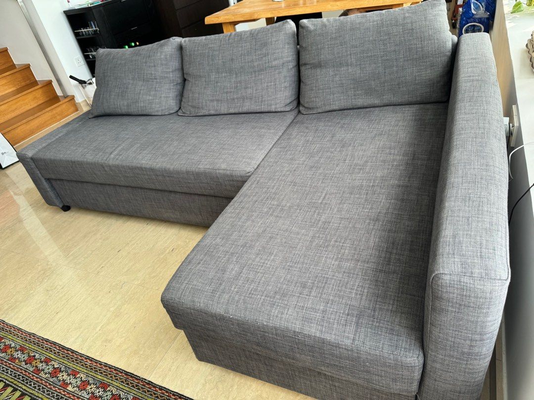 IKEA L Shape Sofa Bed Gray, Furniture & Home Living, Furniture, Sofas on Carousell