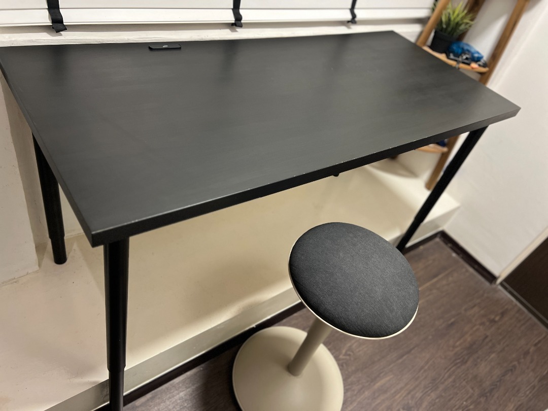 IKEA Lagkapten + Olov black adjustable height Table Top and Stoll