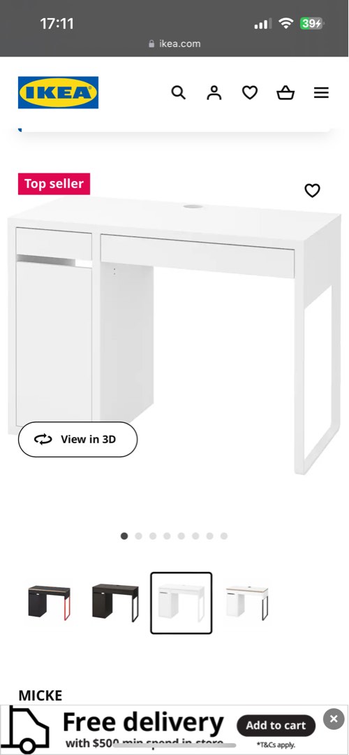 IKEA table with drawer, Furniture & Home Living, Furniture, Tables