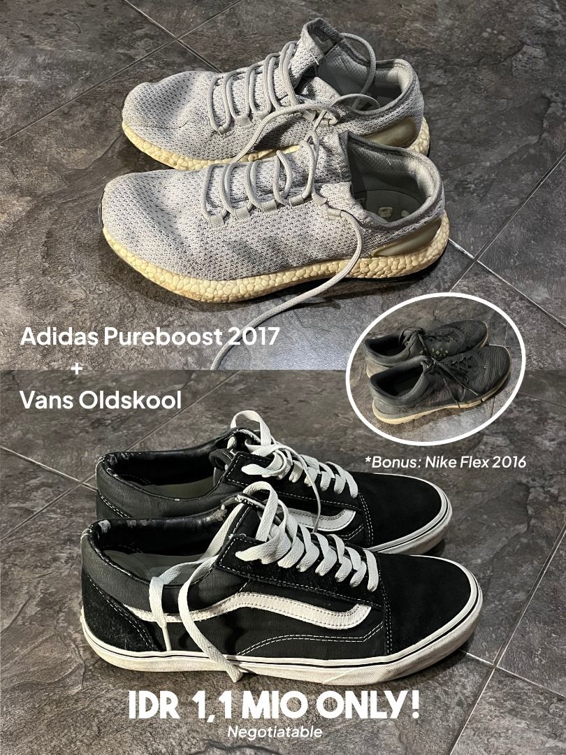 JUAL Vans Oldskool Adidas Pureboost bonus Nike Flex 1 JUTA