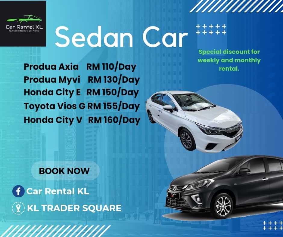 Kereta Sewa/ Kereta sedan / Toyota Vios G/ Honda City E/ Myvi/ Axia, Cars, Vehicle Rentals on