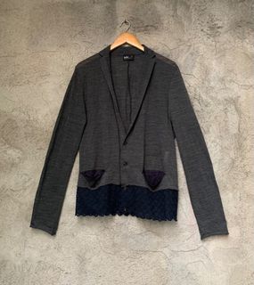 KOLOR LACE SWITCHING V-NECK CARDIGAN
