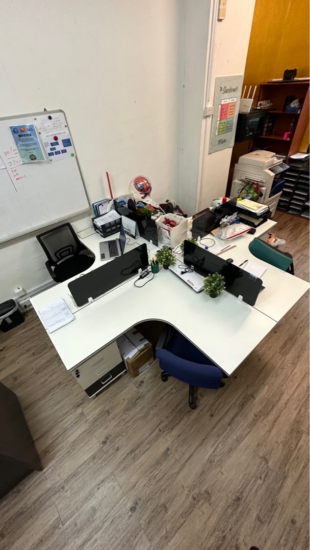 L-Shape cluster OFFICE WORKSTATION, Furniture & Home Living, Furniture ...