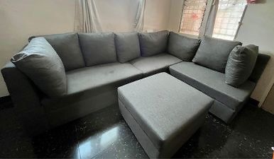 L-shaped sofa gray