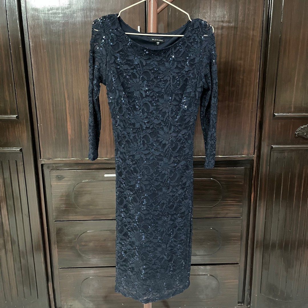 Marina long sleeve store sequin lace dress