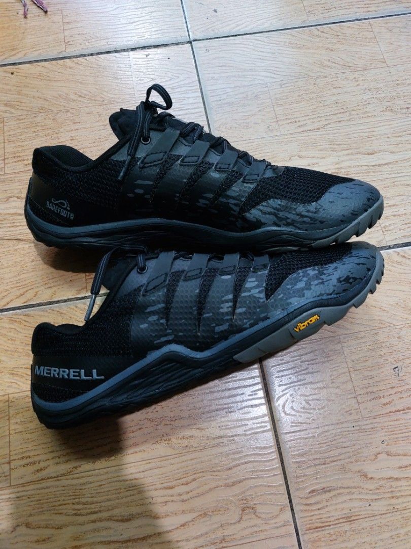 Merrell Men s Trail Glove 5 Black Lace Up Vibram Sole Running Shoes 29 cm Men s Fashion Footwear Sneakers on Carousell