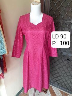 Mididress Midi Dress Brukat Pink Fuschia Dress Formal