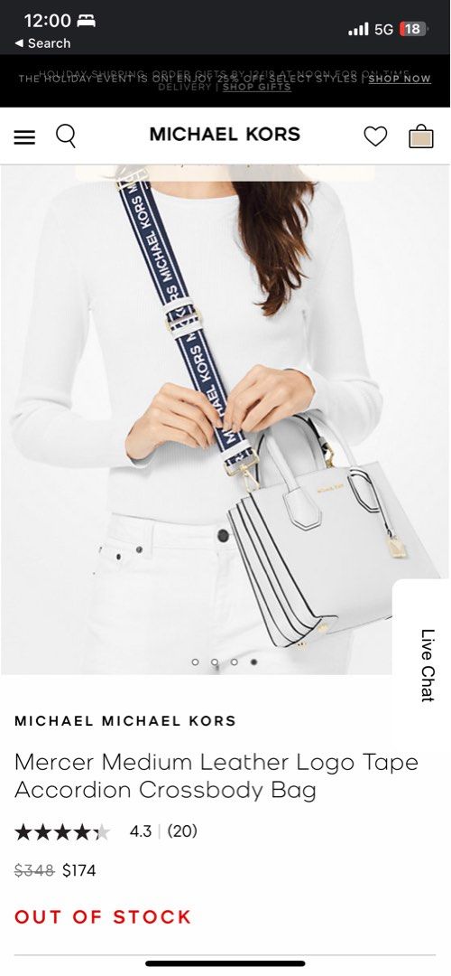 Mercer medium leather logo tape accordion crossbody bag outlet