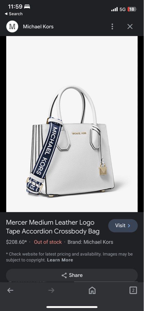 Michael michael kors mercer medium leather on sale logo tape accordion crossbody