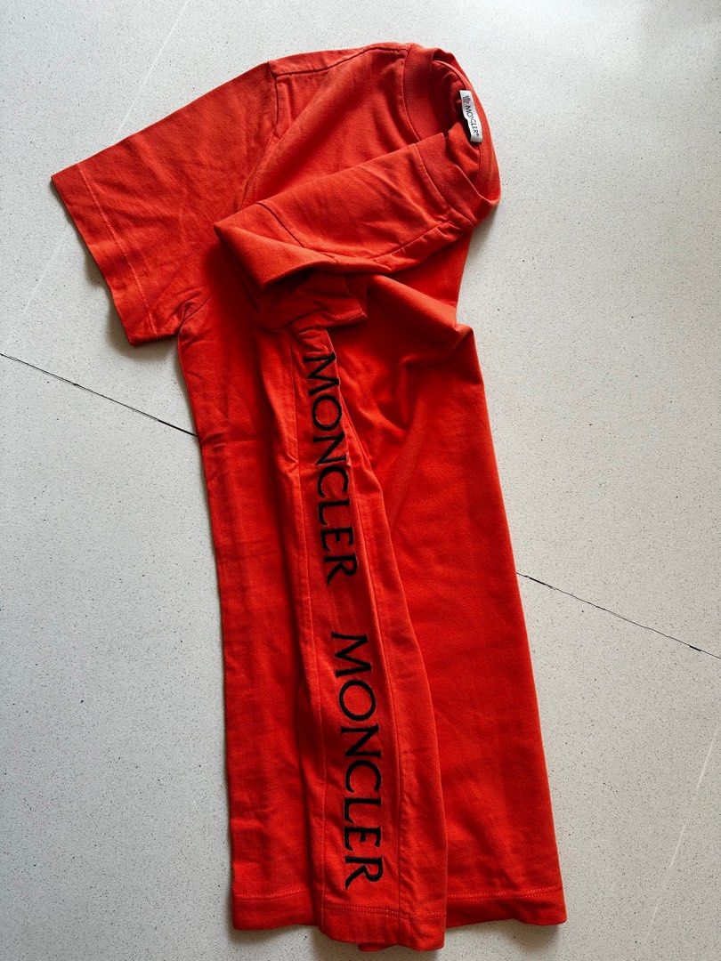 Moncler Logo T Shirt Orange Men s Fashion Tops Sets
