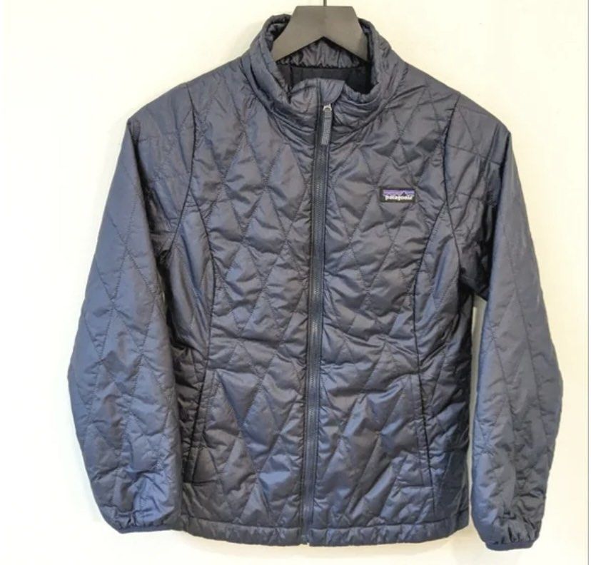 Girls navy store quilted jacket