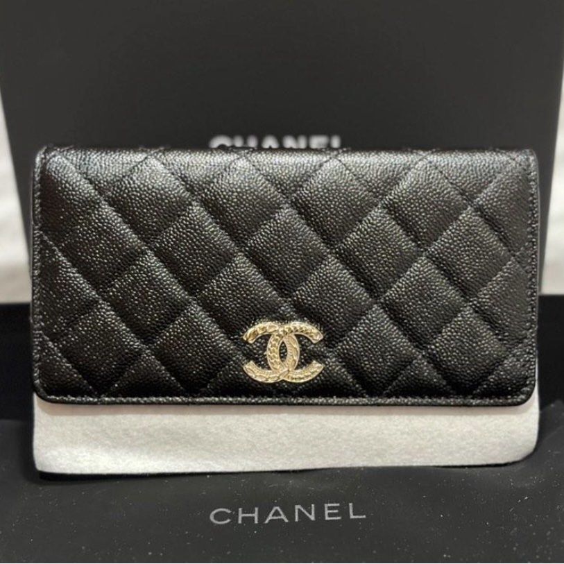 NEW Chanel wallet on chain black caviar gold hardware GHW Season 22K,  Luxury, Bags & Wallets on Carousell