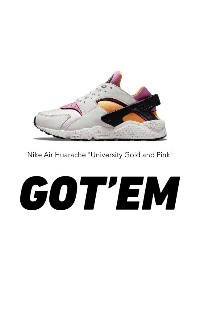 Nike Huarache pink gold Men s Fashion Footwear Sneakers on