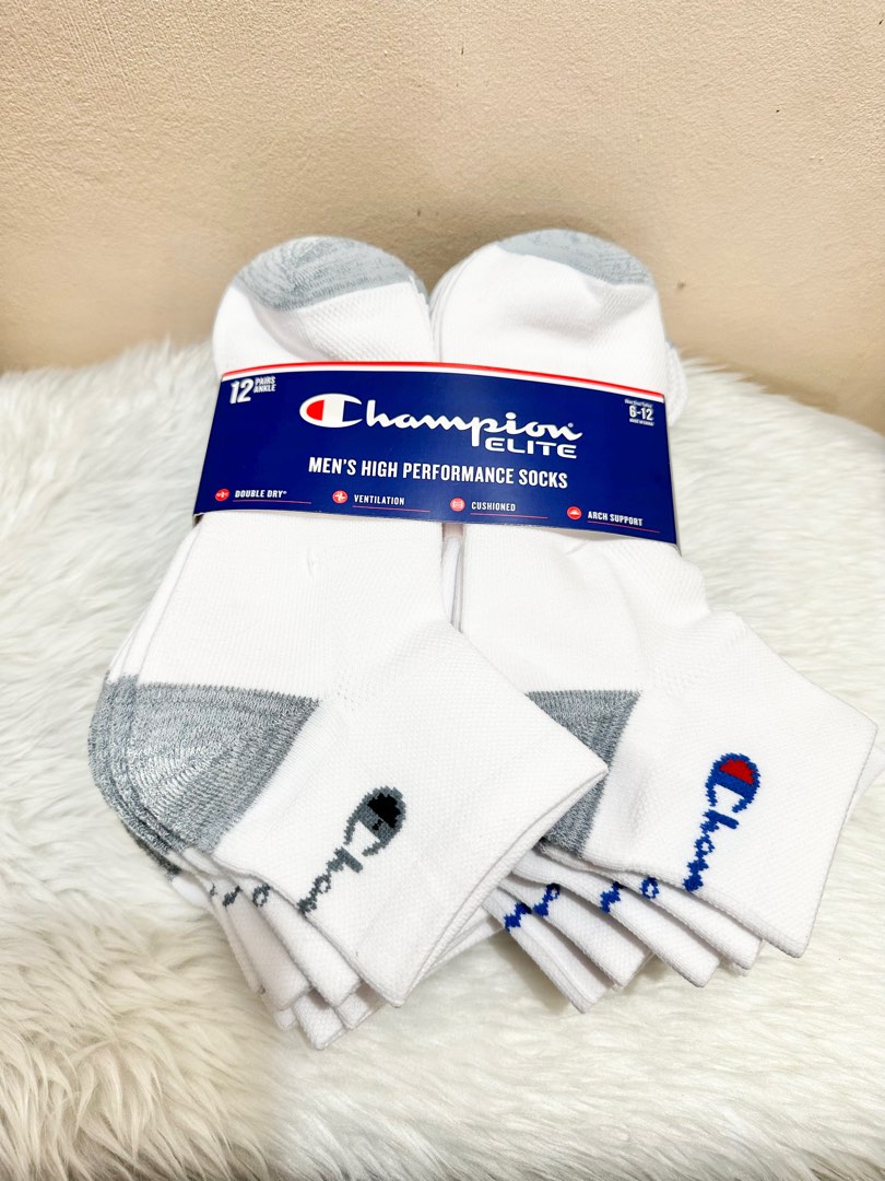 Original Champion 12 pairs White Mens High Performance Sock, Men's