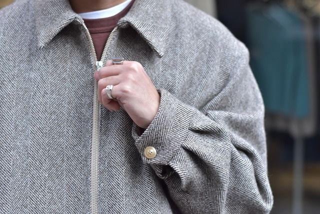 Phlannel ARLES WOOL TWEED HARRINGTON JACKET #KHAKI MIX Size:2, 他