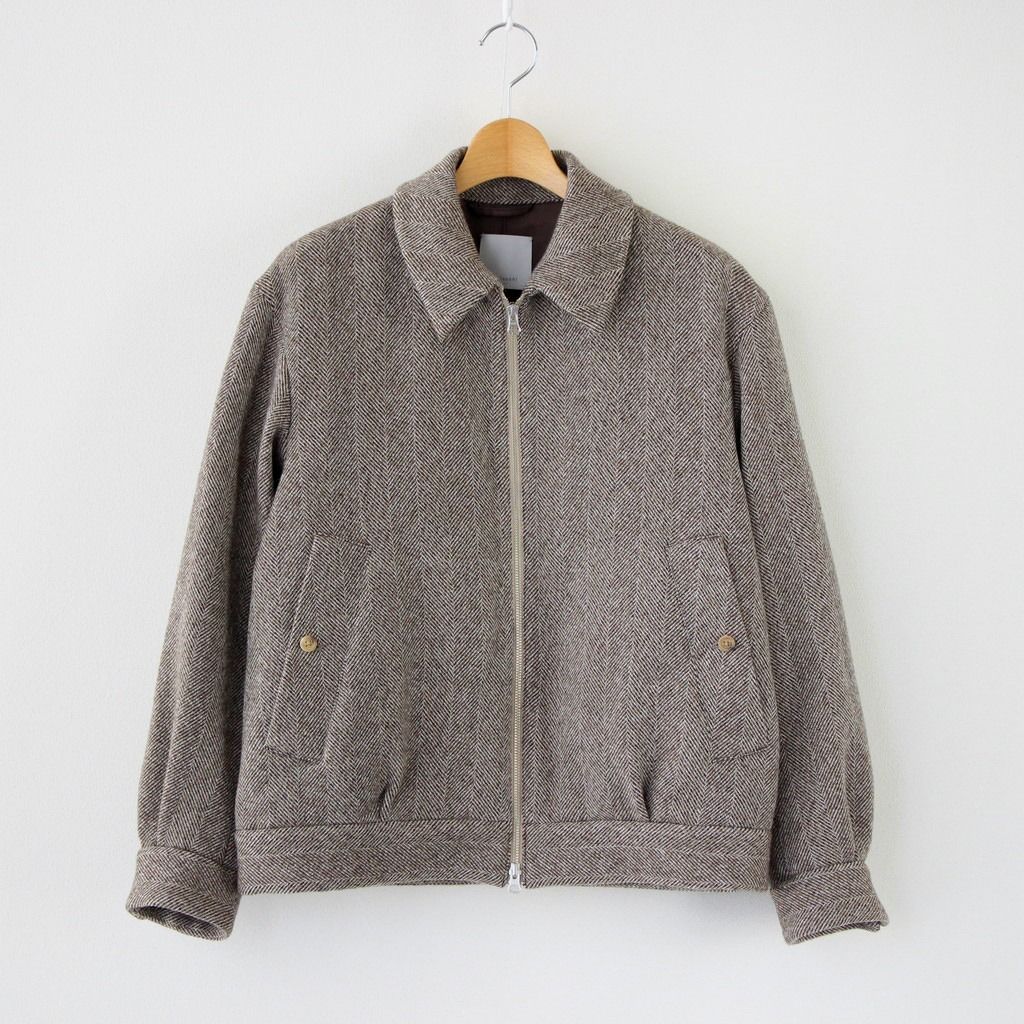 Phlannel ARLES WOOL TWEED HARRINGTON JACKET #KHAKI MIX Size:2, 他