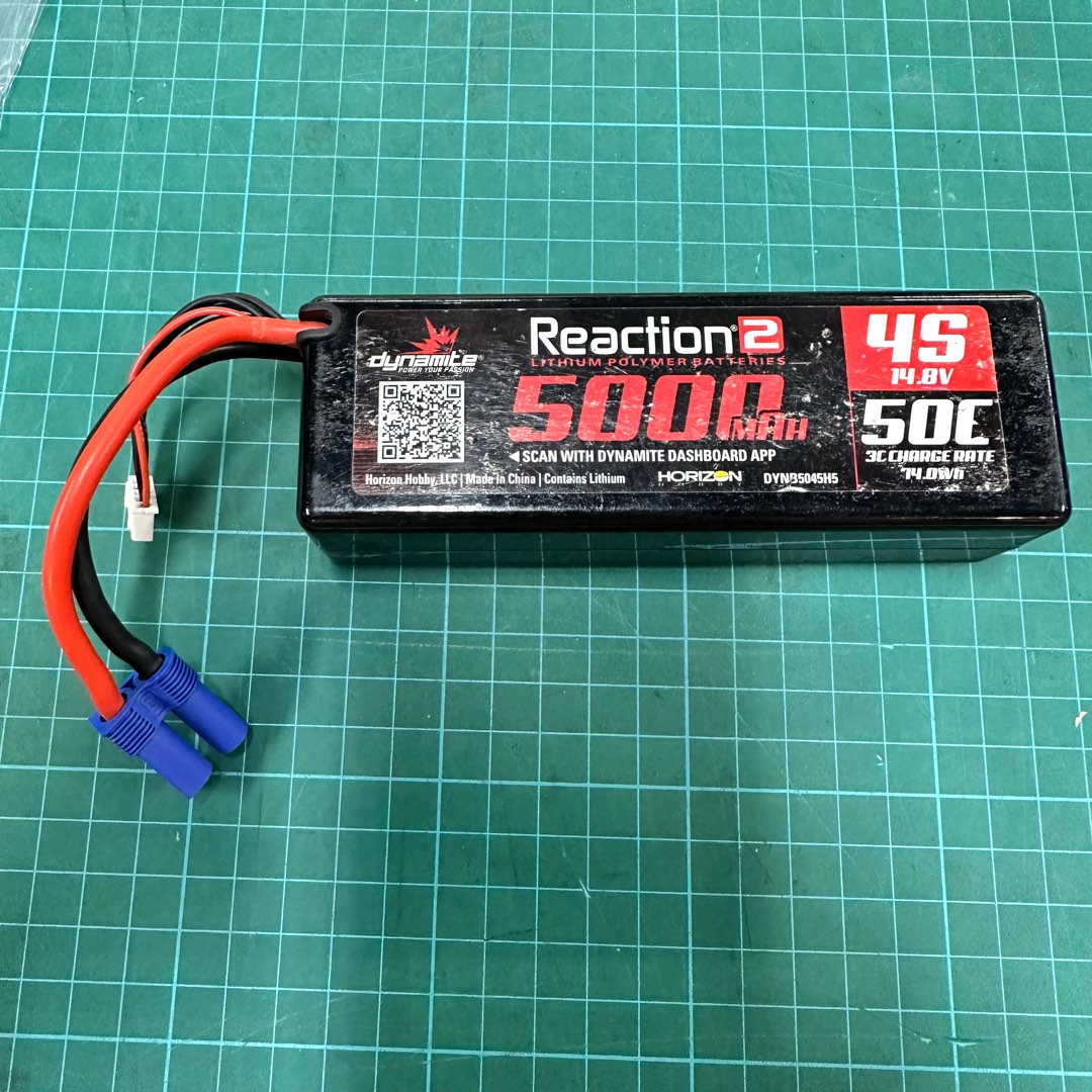 PRE OWNED REACTION 2 LIPO 5000MAH 4S 14.8V 50C BATTERY DYNAMITE