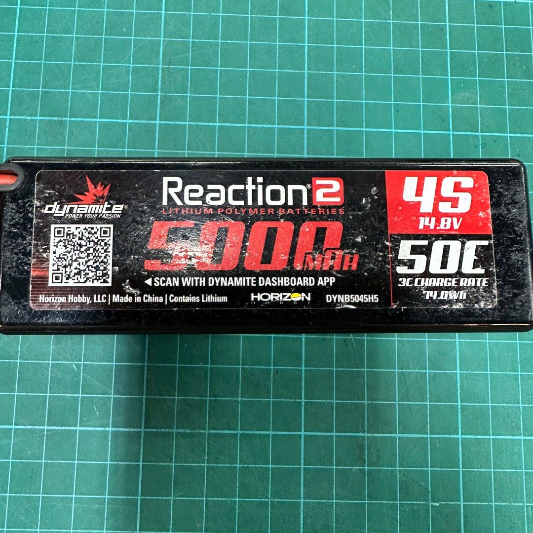 PRE OWNED REACTION 2 LIPO 5000MAH 4S 14.8V 50C BATTERY DYNAMITE DYNB5045H
