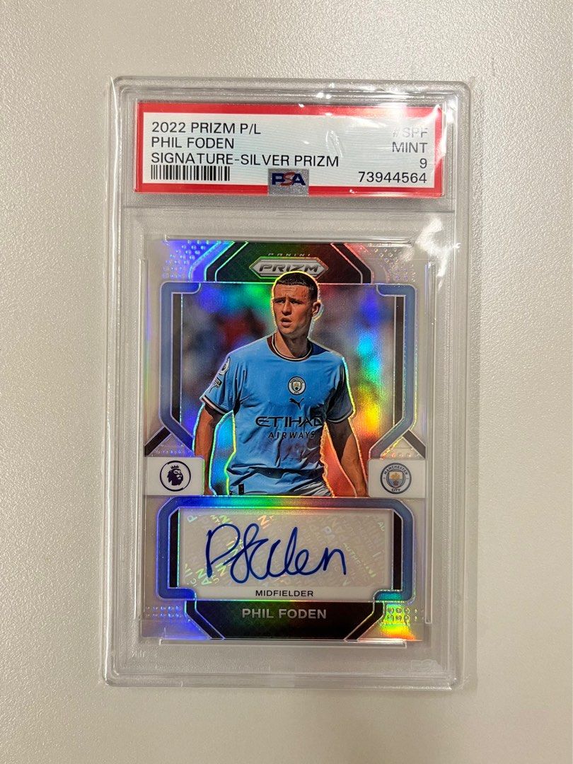 PSA 9!!! 2022-23 Panini Prizm Phil Foden Silver Auto Manchester 