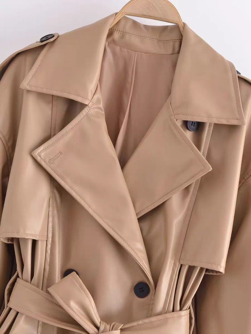 Pu discount trench coat