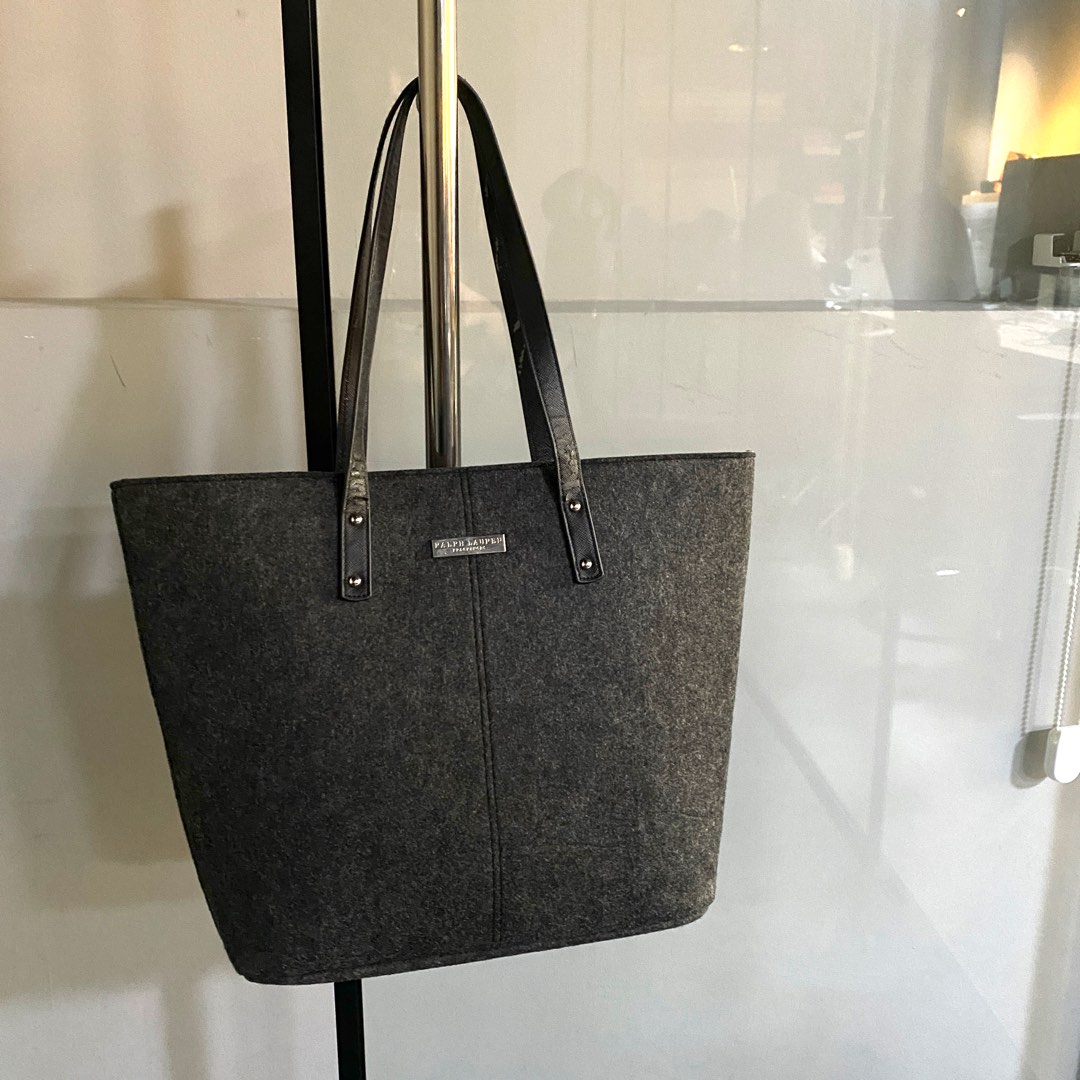Ralph Lauren Fragrances Dark Grey Large Jumbo Felt Tote Shoulder