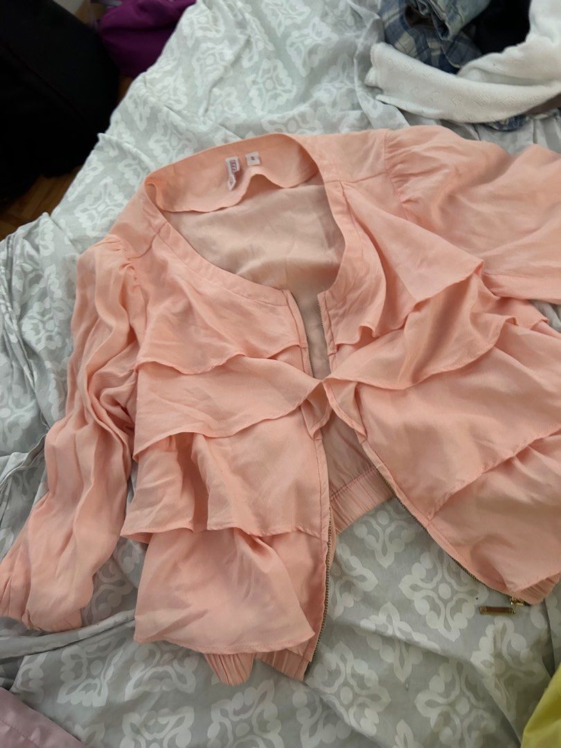 ruffle pink zipper jacket (Category: Activewear) located in Davao. Submitted by declutterstuff01 (Listing ID 1268669225, Image 3). Description: lightweight and cute!.