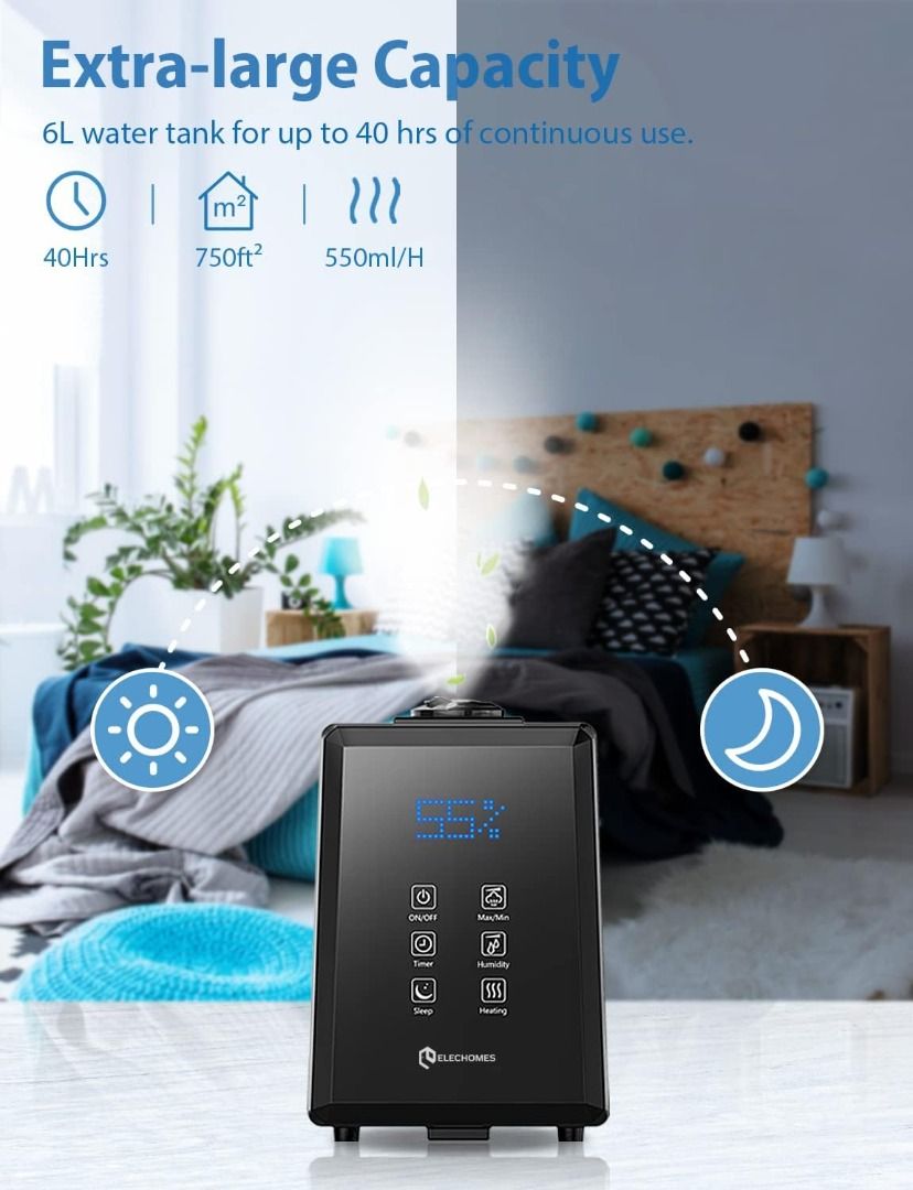 Sale Elechomes Humidifiers for Bedroom 6L Ultra Quiet Warm