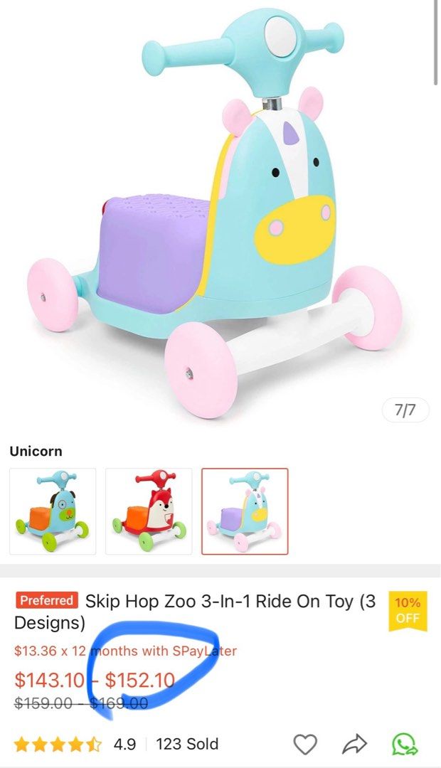 Unicorn Zoo 3-in-1 Ride-On Toy