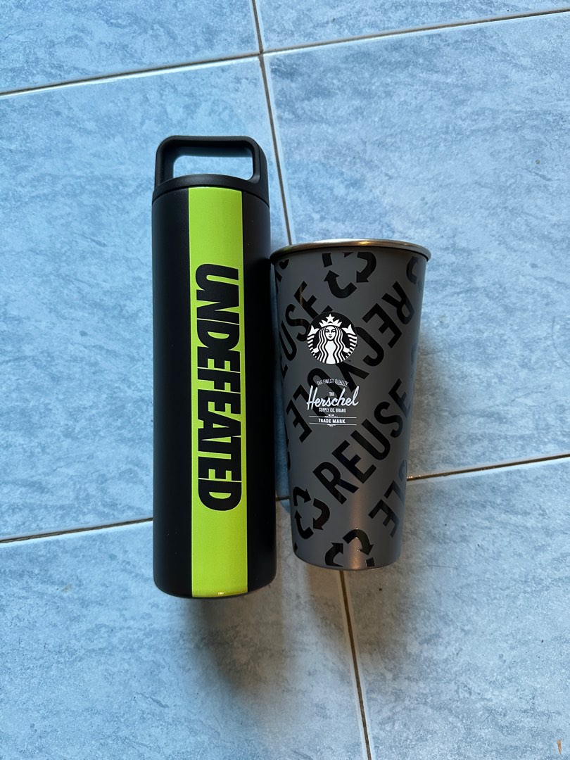 starbucks tumbler undefeated & herschel, Luxury, Accessories on Carousell