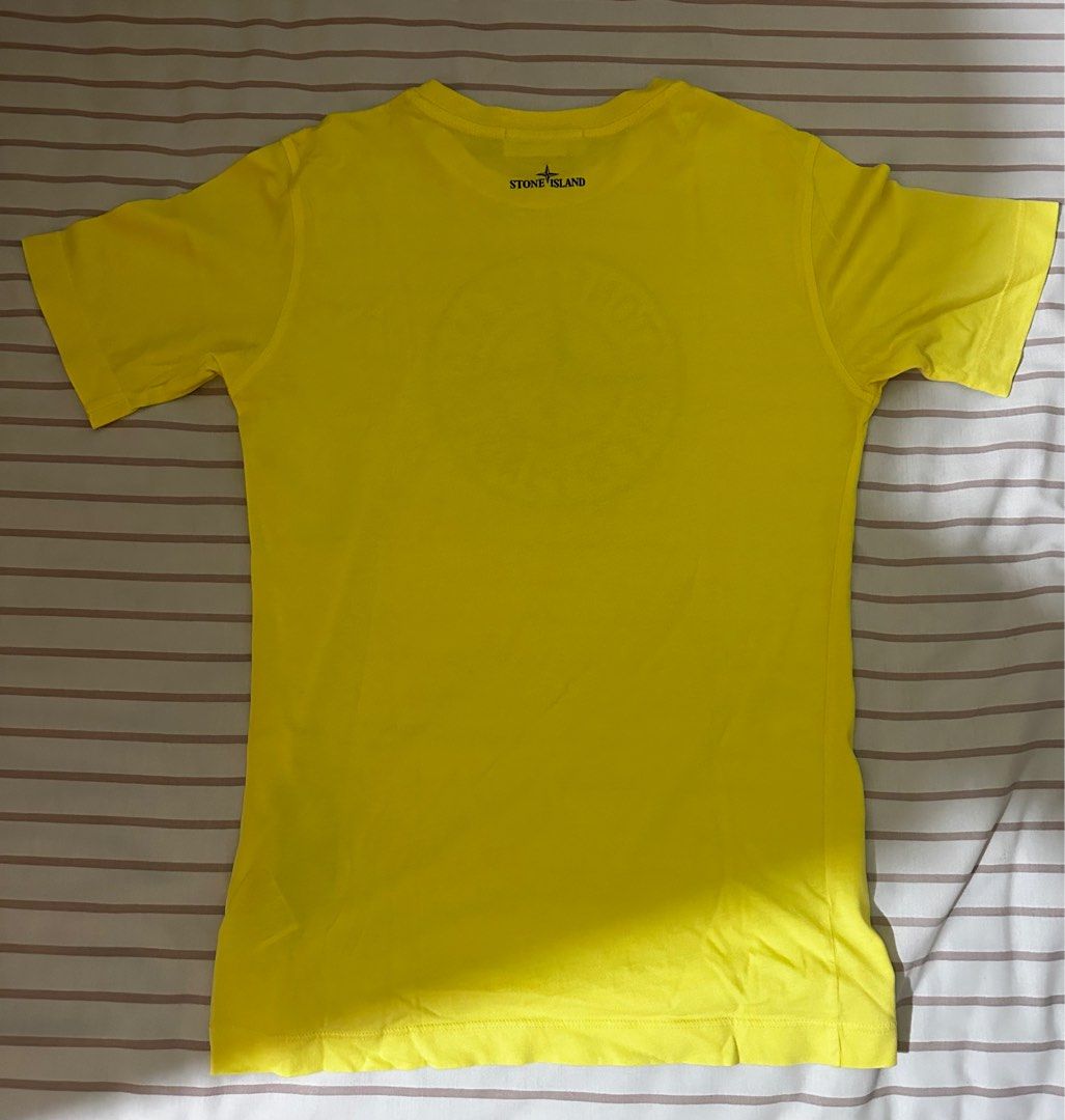 Stone Island Kids Yellow Logo T Shirt Men s Fashion Tops Sets