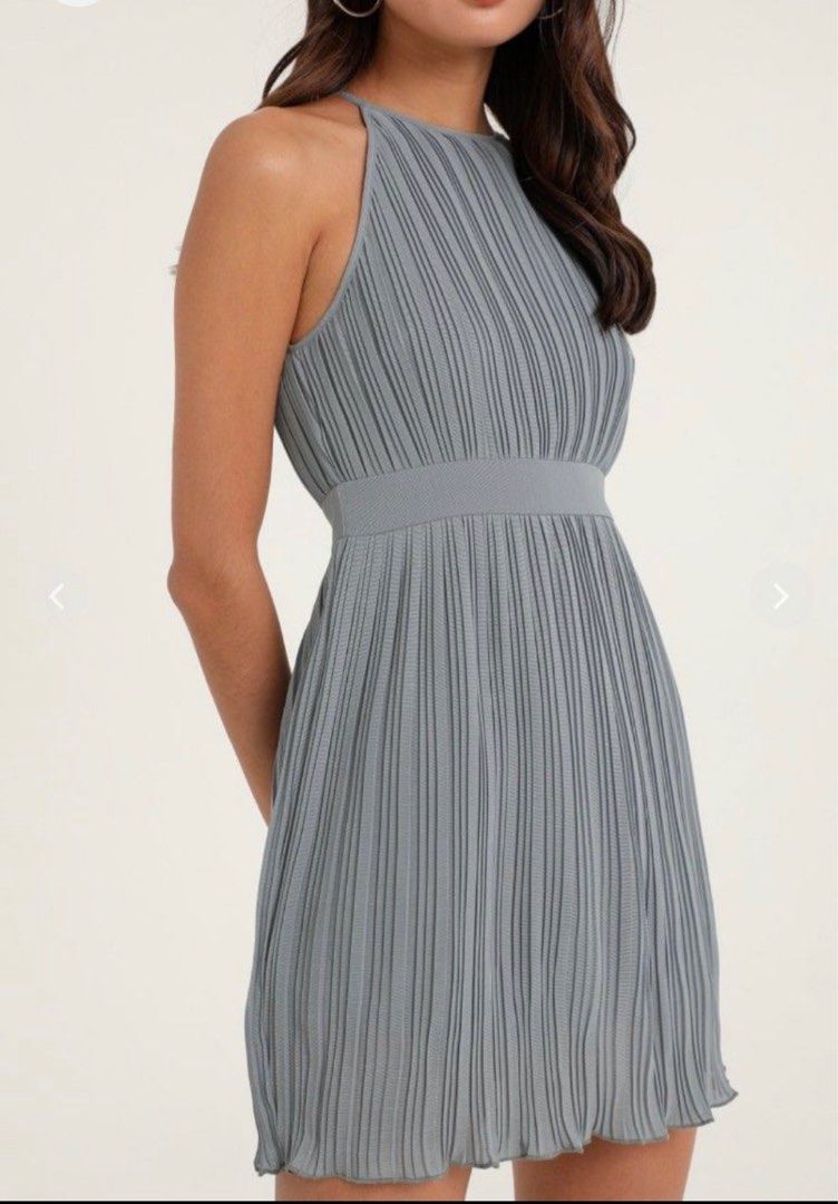 grey skater dresses LULUS The Way You Look Tonight Light Grey Halter Skater Dress, Size S