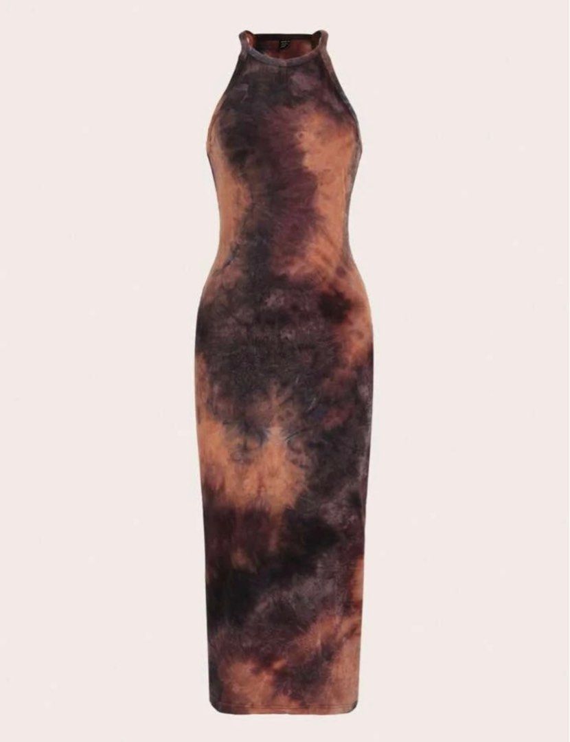 brown tie dye bodycon dress Plus Tie Dye Tank Bodycon Maxi Dress  Mara Blak