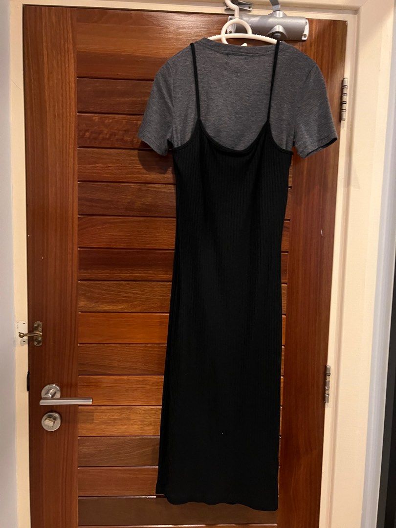 Black dress with white t shirt underneath best sale