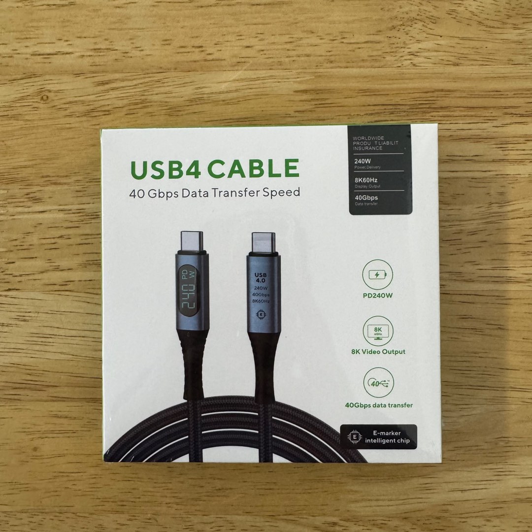 USB4 USB 4 PD 240W 40Gbps 8K 60Hz C to C Thunderbolt 3 4 Braided Cable with Wattage Watt