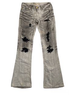 Vanquish gold japan distressed archive flared bootcut jeans