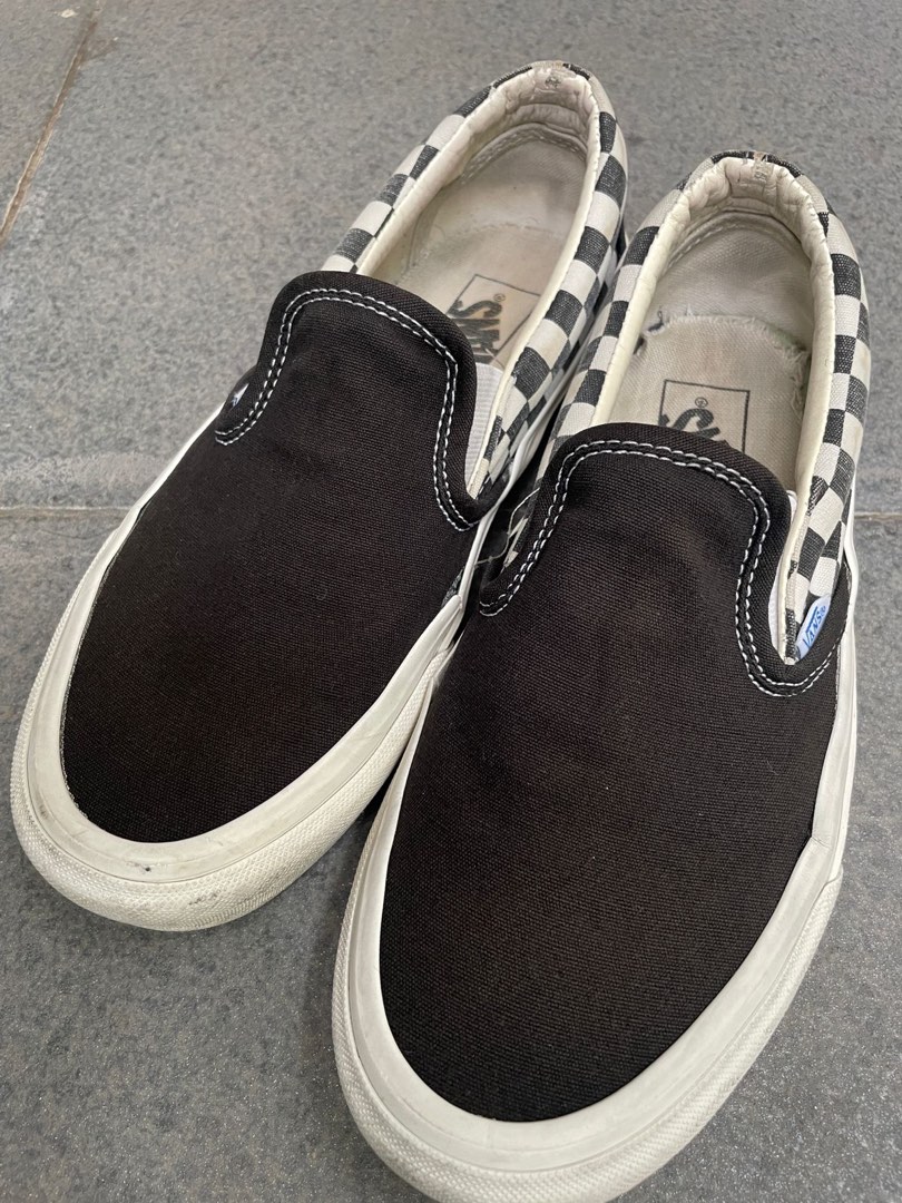 Original Vans hitam putih slip on checkerboard