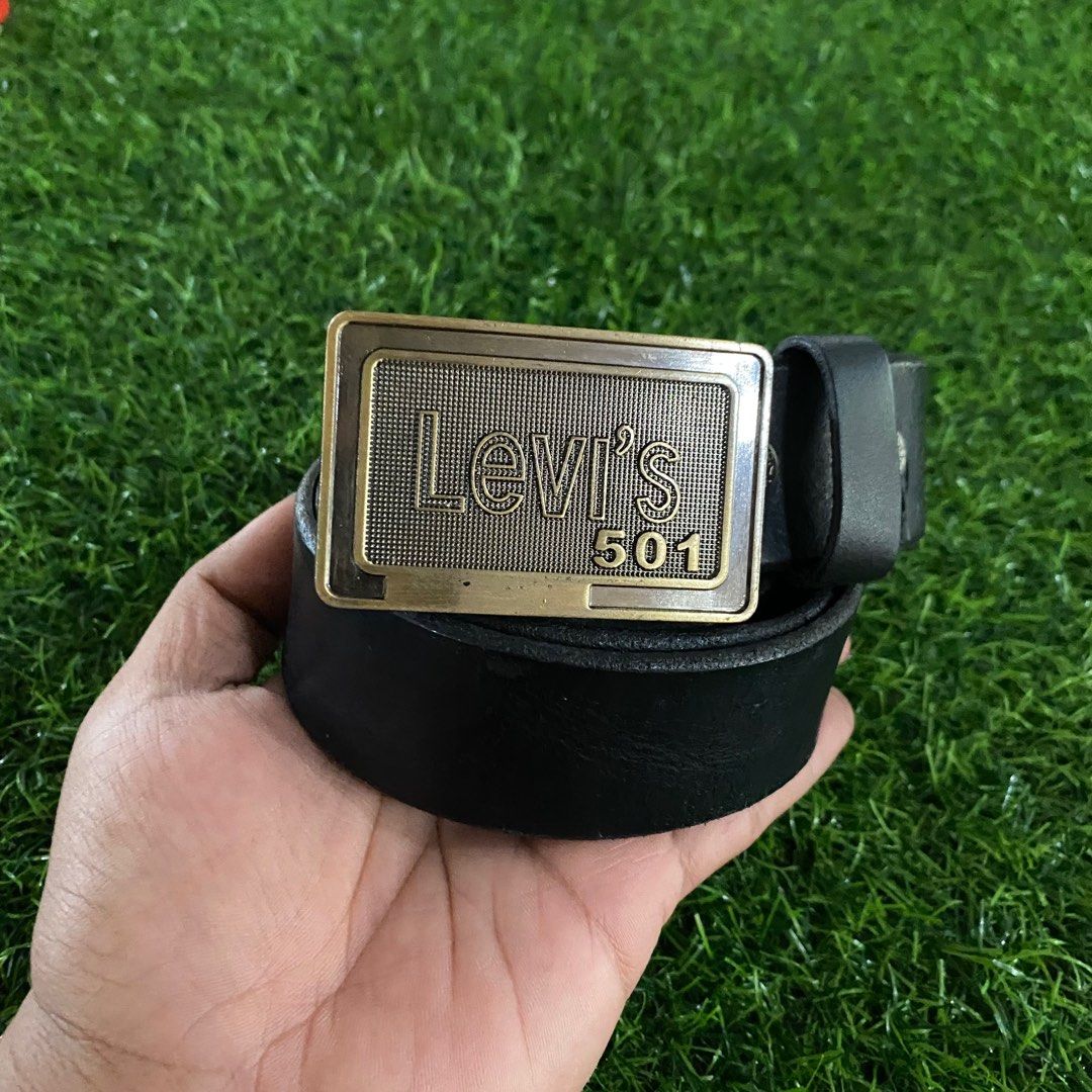 Vintage Levis 501 Buckle Belt Genuine Leather Black