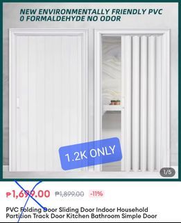 White PVC Folding Sliding Partition Door -
122x203cm - BRAND NEW