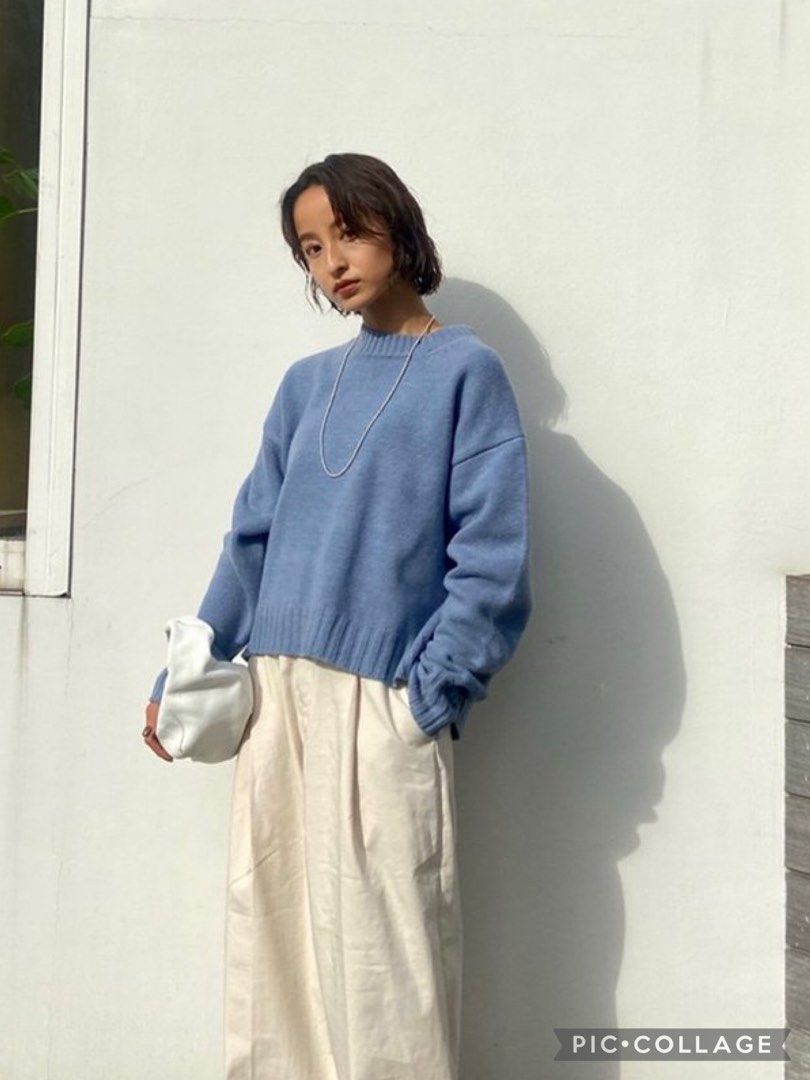 With tag] Todayful Superfine Wool Knit sky blue sweater スカイ