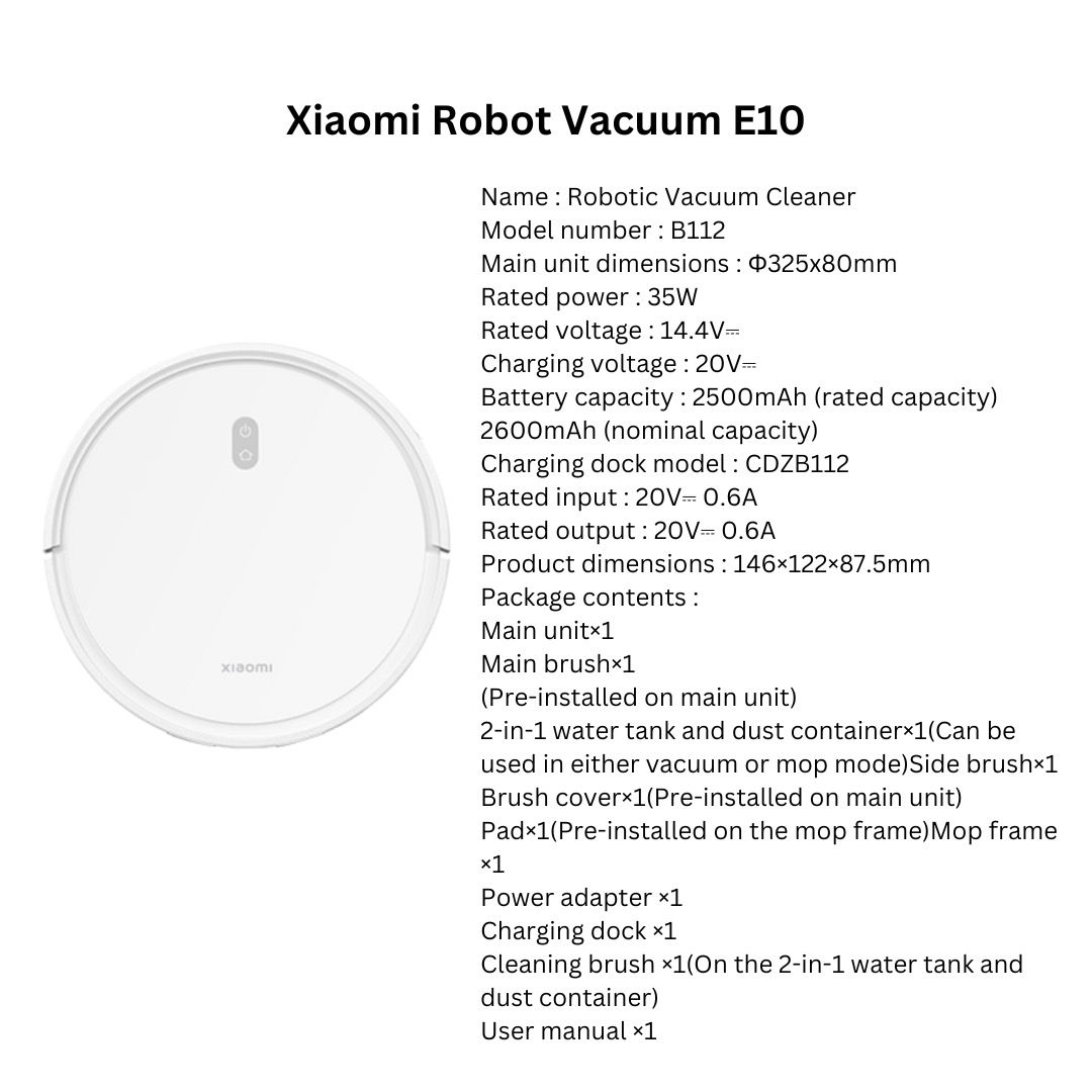 Mi Robot Vacuum Mop E10, TV & Home Appliances, Vacuum Cleaner &  Housekeeping on Carousell