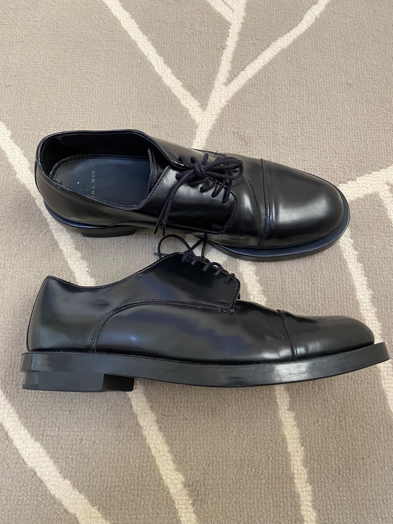 zara leather derby shoes, Men's Fashion, Footwear, Dress Shoes on Carousell
