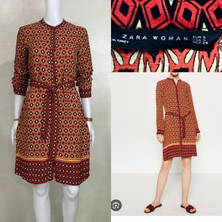 Zara Multicolor Belted Shirt Dress