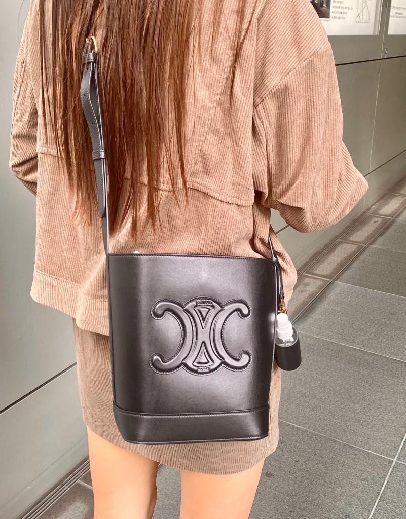 Celine black top bucket bag