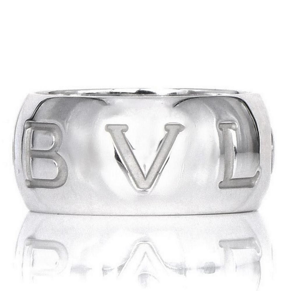 18K 750 Bvlgari MonoLogo White Gold Ring size 53
