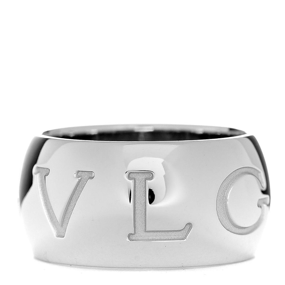 18K 750 Bvlgari MonoLogo White Gold Ring size 53