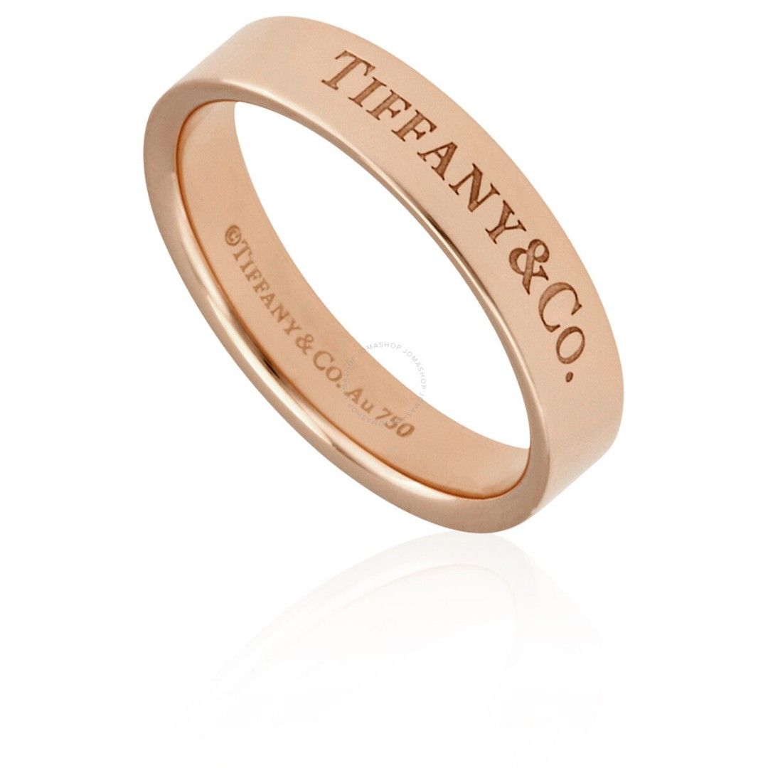 18K 750 Tiffany Logo Band Rose Gold Ring size 65 Women s Fashion Jewelry Organisers Rings on Carousell
