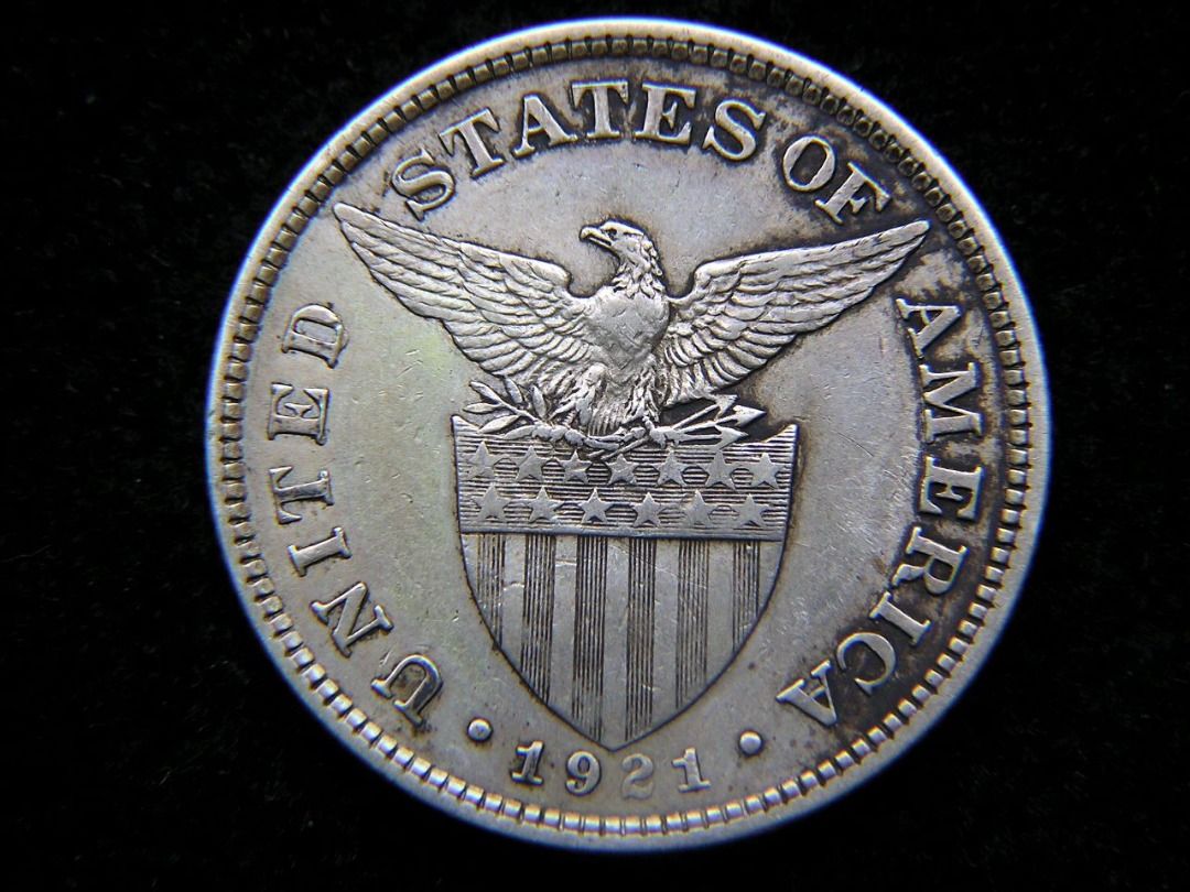 美屬菲律賓銀幣-1921年美屬菲律賓(American Philippines)菲女神鑄鐵馬翁火山遠景半比索(Silver Peso)銀幣,  興趣及遊戲, 收藏品及紀念品, 錢幣- Carousell